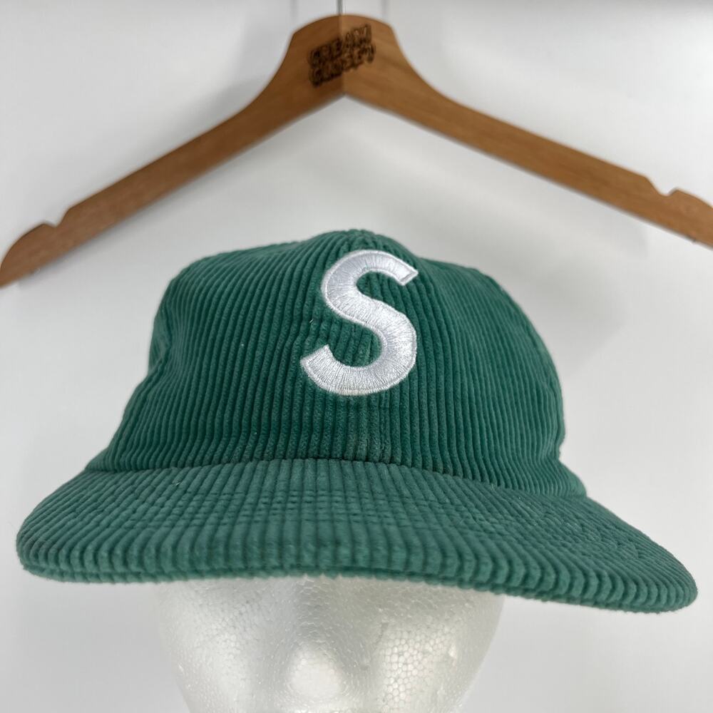 SS17 2017 Supreme NYC Corduroy S Logo 6 Panel Cap Hat in Green